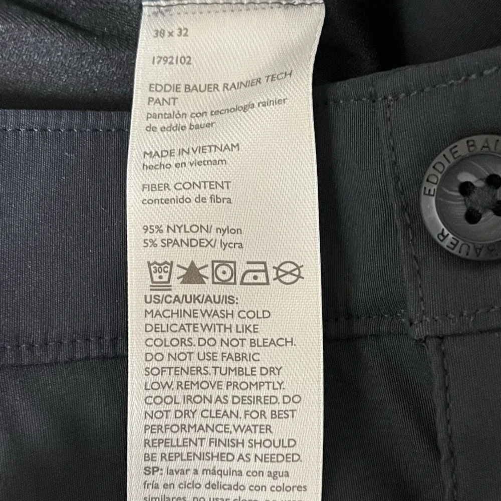 Eddie Bauer Pants Mens 38x32 Black Rainier‎ Tech Performance Outdoor Hiking